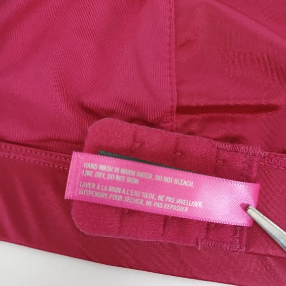 Vince Camuto Cerise (Deep Reddish Pink) Satin Lace-Trimmed Bralette (VC10754) - Picture 8 of 8